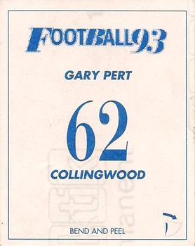 1993 Select AFL Stickers #62 Gary Pert Back